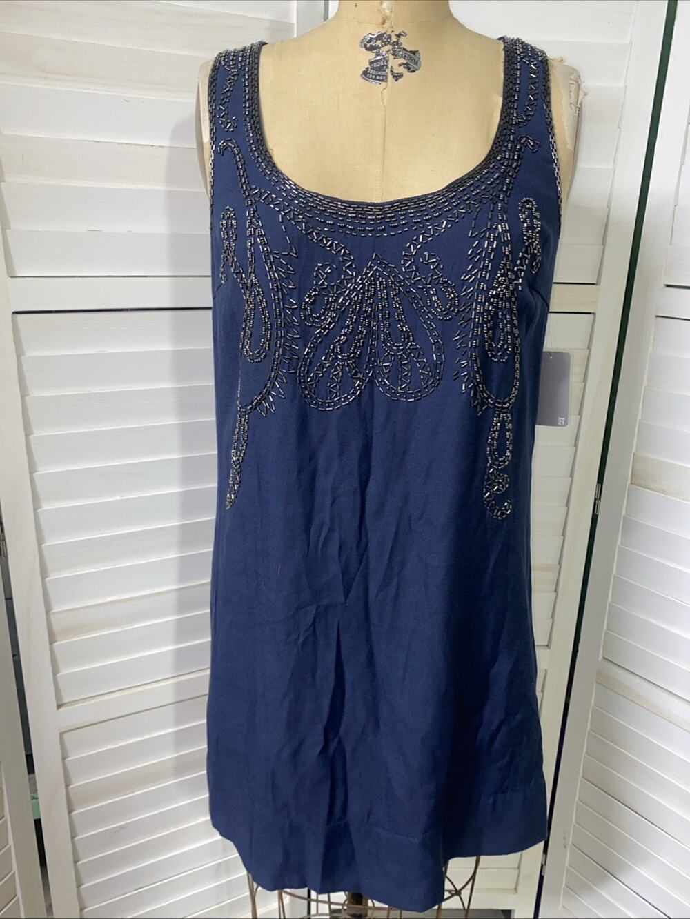 New W/ Tags Love 21 Lined Sheath Beaded Tank Dress Career Business Sz Medium